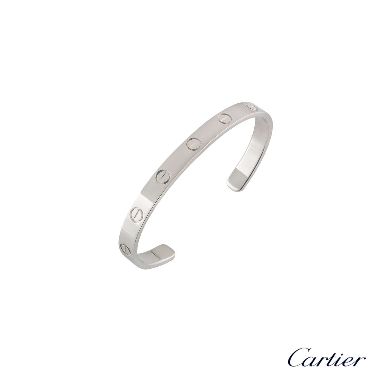 Cartier 18k White Gold Love Cuff Bracelet Size 16 B6032516 | Rich Diamonds